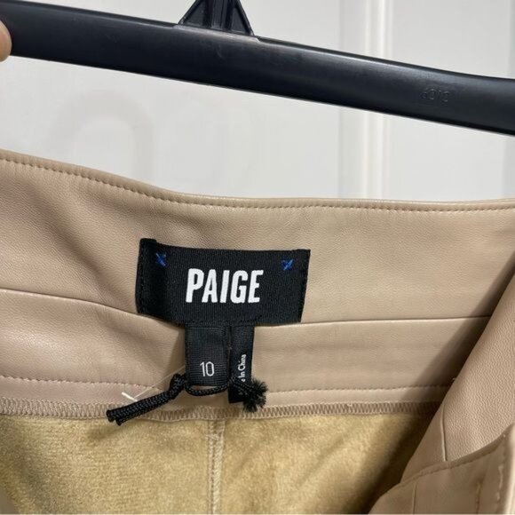 New PAIGE‎ Tami Cargo Pant Taupe Vegan Leather Size 10 - Picture 13 of 15